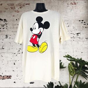Disney NWT Mickey Mouse XXL Graphic T Shirt Unisex Cream